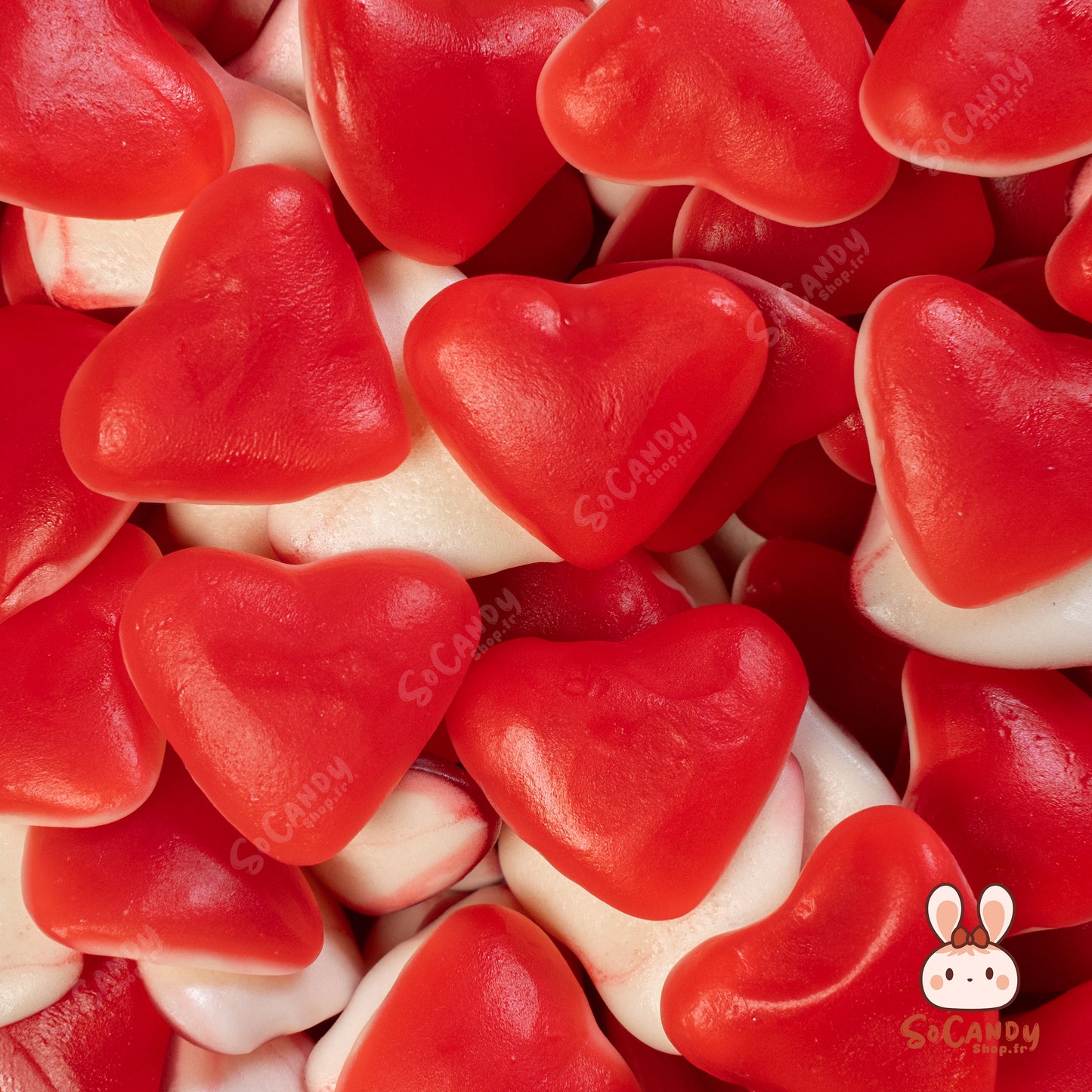 Coeurs rouges et blancs Lisses (100g)
