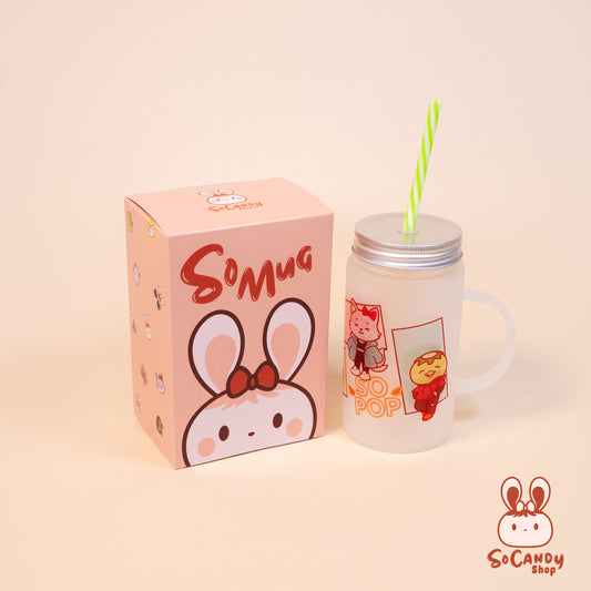 Mug Mason Jar SoPop avec Paille Colorée