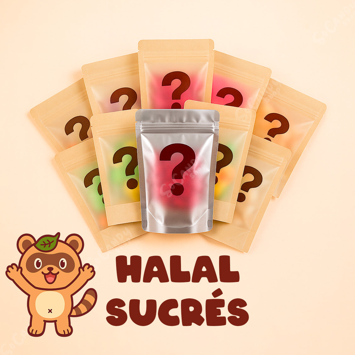 Pack 10 Sachets Mystères de Bonbons Halal Sucrés - 1 sachet Argenté Garanti
