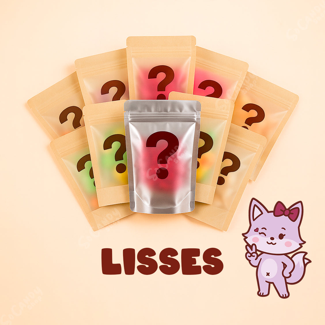 Pack 10 Sachets Mystères de Bonbons Lisses - 1 sachet Argenté Garanti