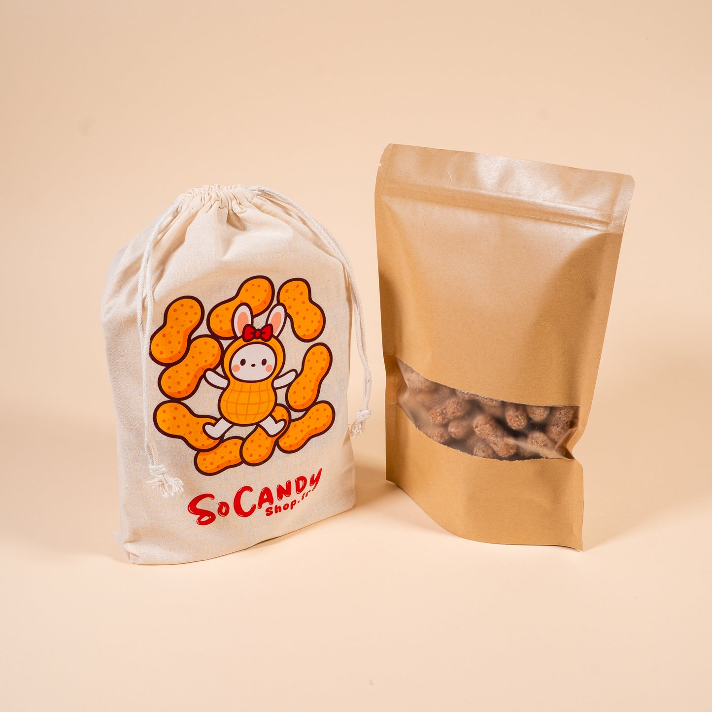Cacahouètes feuilletés (500g) + Pochette en Coton
